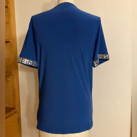 CSC Studio Royal Blue Jeweled Embellished V-Neck - Picture 6 of 8